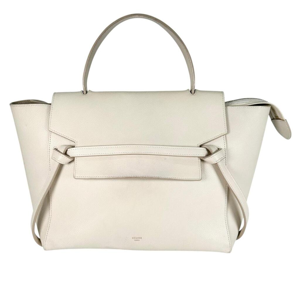 CELINE Belt Bag Handbag Leather Ivory Women's